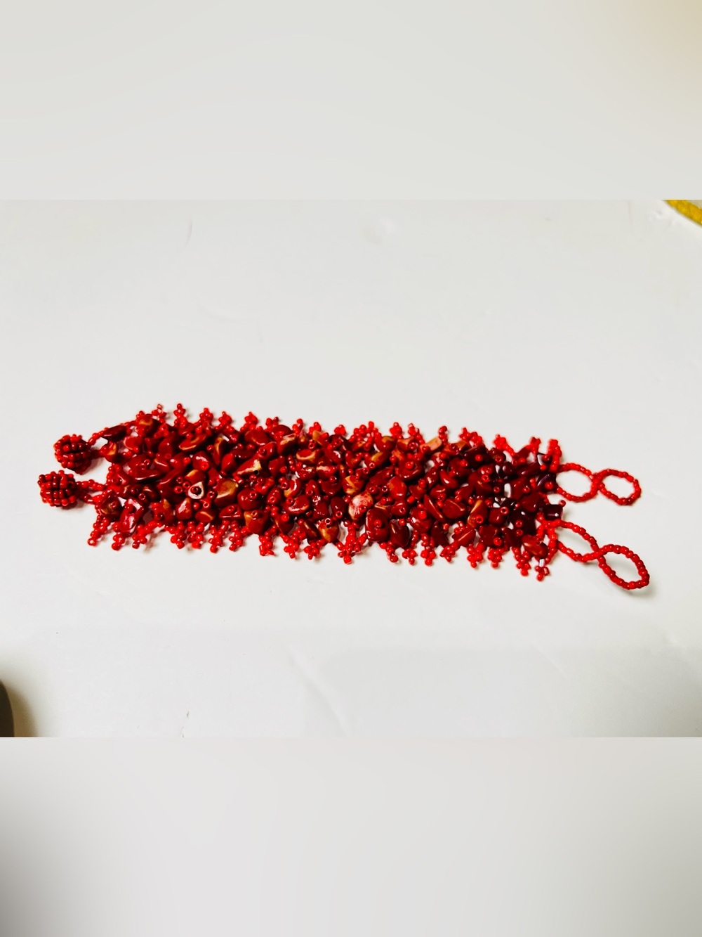 Red Cluster Coral Bead Stretch Bracelet - Women Jewelry $10 - Picture 5 of 7